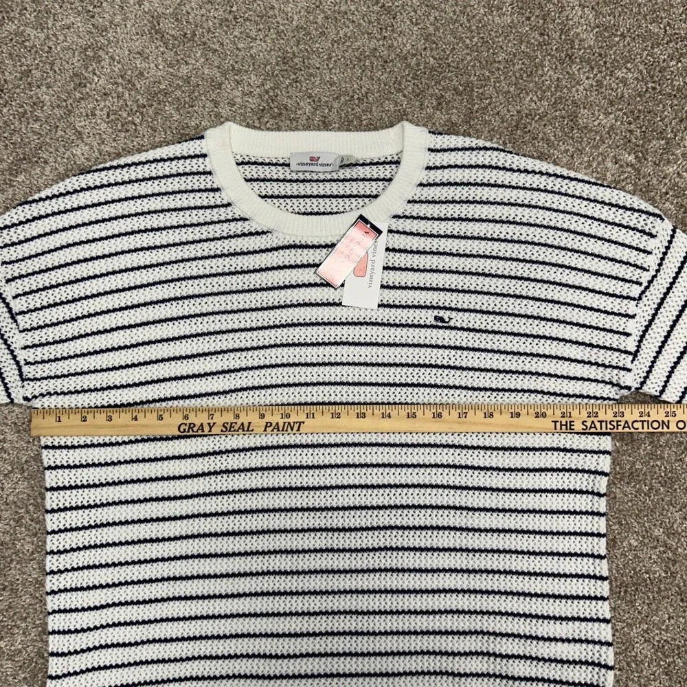 Vineyard Vines Cropchet‎ Striped Open Knit Crochet Sweater Women Size Large - Picture 3 of 9